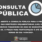 Consulta Pública: Projeto de Lei das Diretrizes Orçamentárias para o Exercício Financeiro de 2022 do Município de Muqui-ES