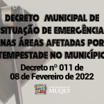 Decreto Municipal de Situação de Emergência.