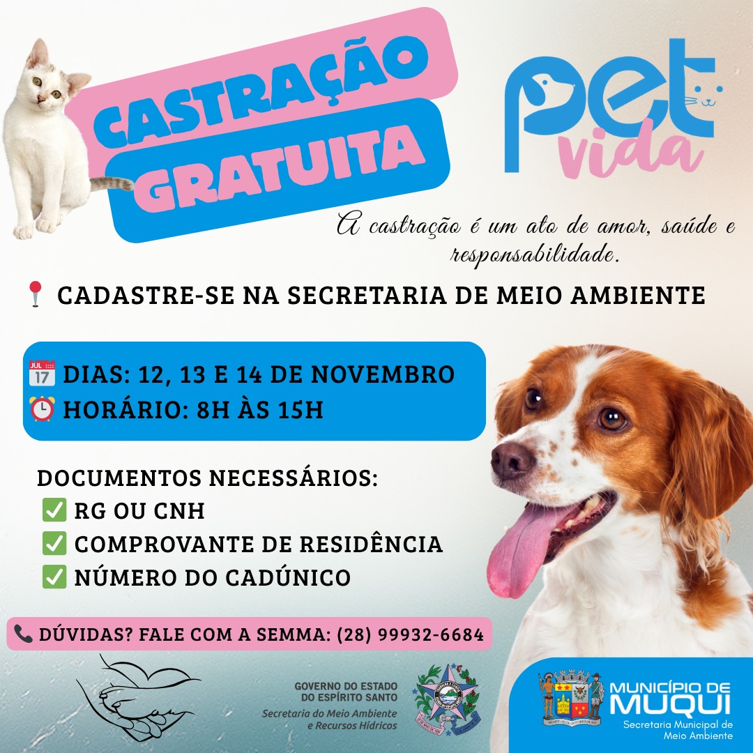 Cadastre-se Para castração gratuita do seu PET